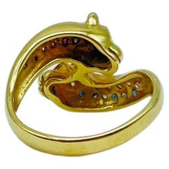Vintage Diamond Ruby Sapphire  Ring battle of panthers 18k gold