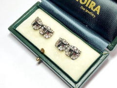 Manschettenknöpfe in Form einer Eule aus Diamanten, Rubinen, Silber und Gold, um 1970