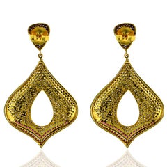Boucles d'oreilles de style victorien avec diamants et rubis en or 18 carats et argent
