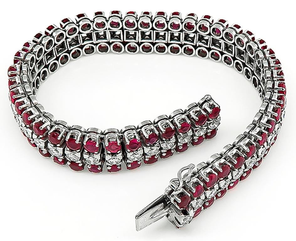 Diamond Ruby White Gold Bracelet In Excellent Condition In New York, NY