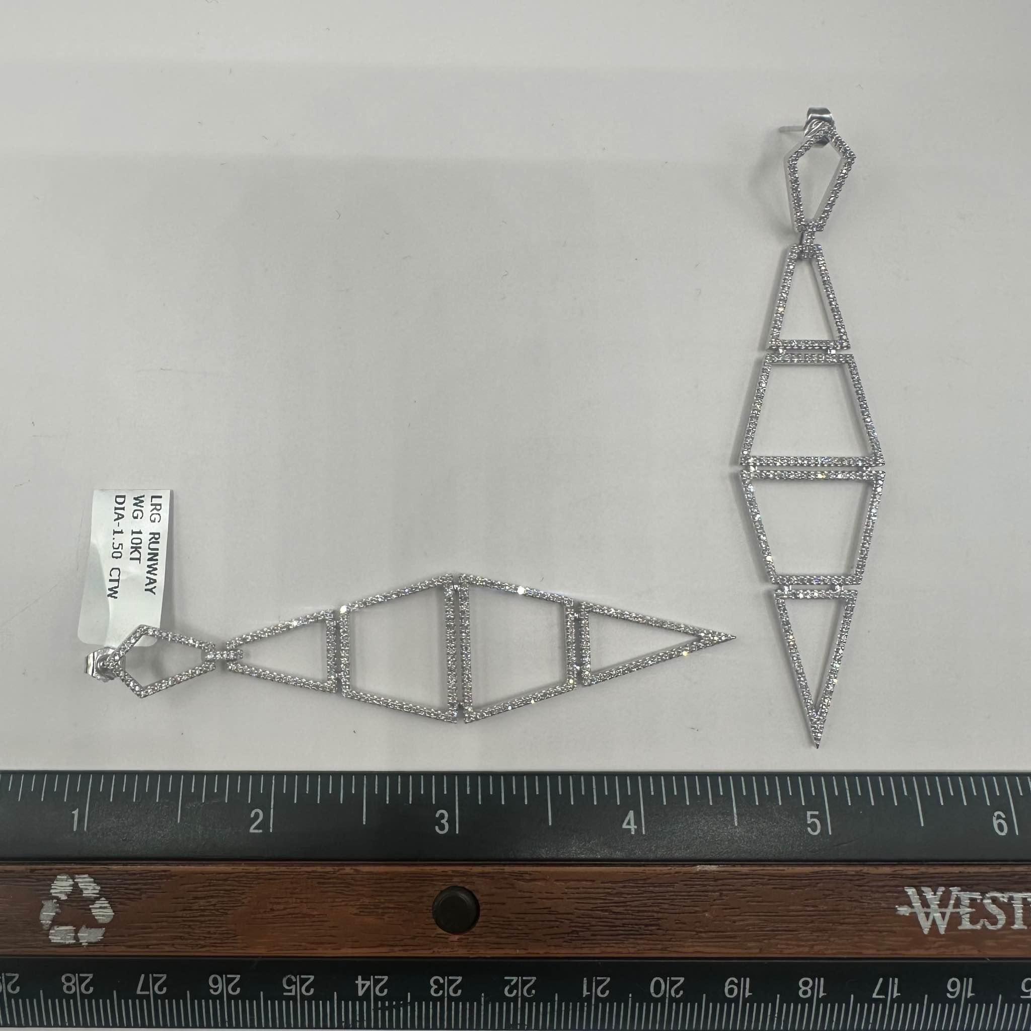 Diamond Runway Earrings in 10kt White Gold - 1.50ctw HI SI-I1 Diamonds, 3.5