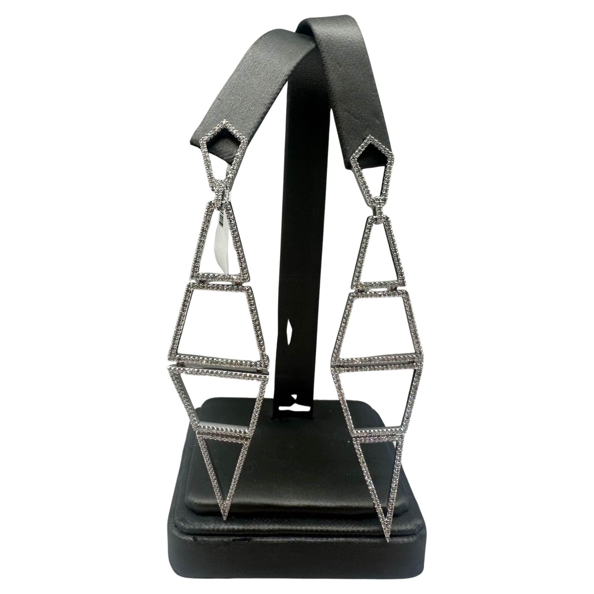 Orecchini con diamanti in oro bianco 10kt - 1,50ctw HI SI-I1, 3,5".