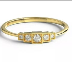 Diamond Sacking Ring 14K Solid Gold Round diamond Prong Set ring Birthday Gift