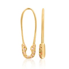 Diamond Safety Charm 14K yellow Gold Pin Earrings