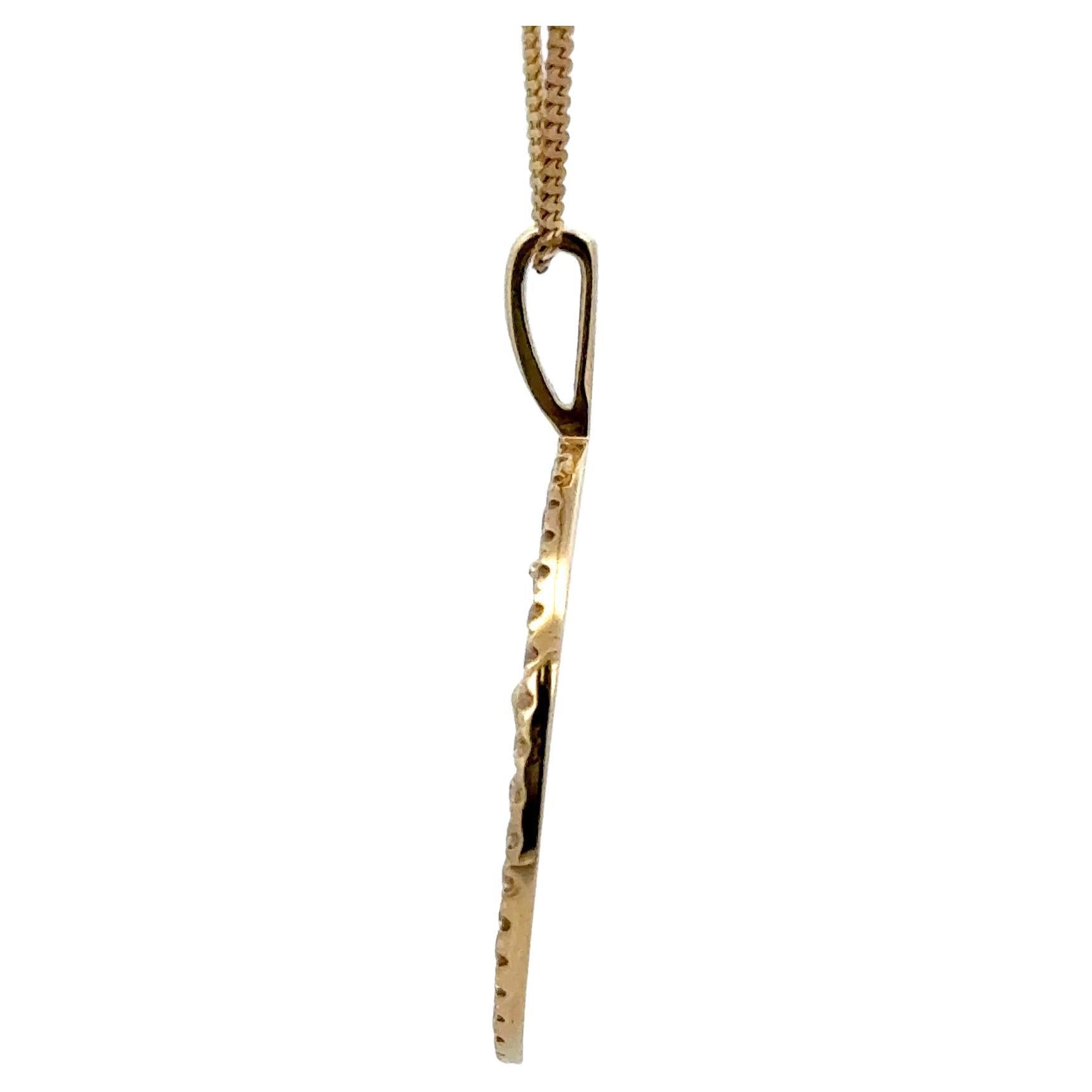 Taille ronde Pendentif breloque Sagittaire diamant 0.54 carats or jaune 14 carats en vente
