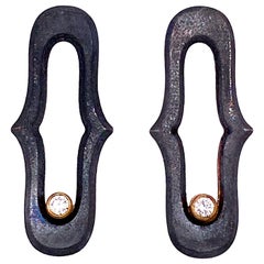 Diamond SAMORA Sterling Silver and Gold Earrings Estate Fine Jewelry