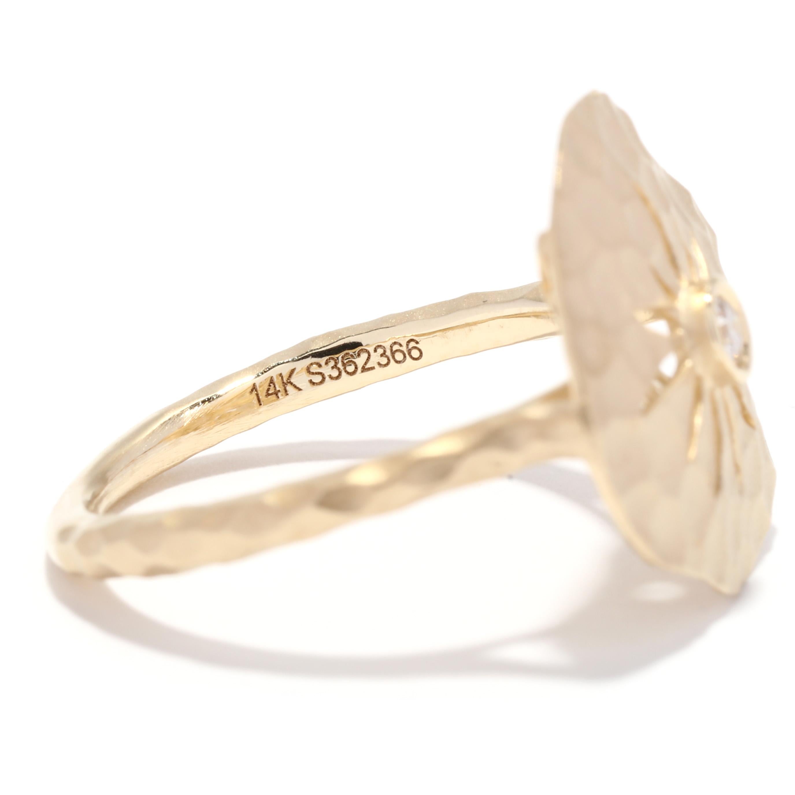 Diamond Sand Dollar Ring, Gold Sand Dollar Ring, Textured Diamond Ring 1