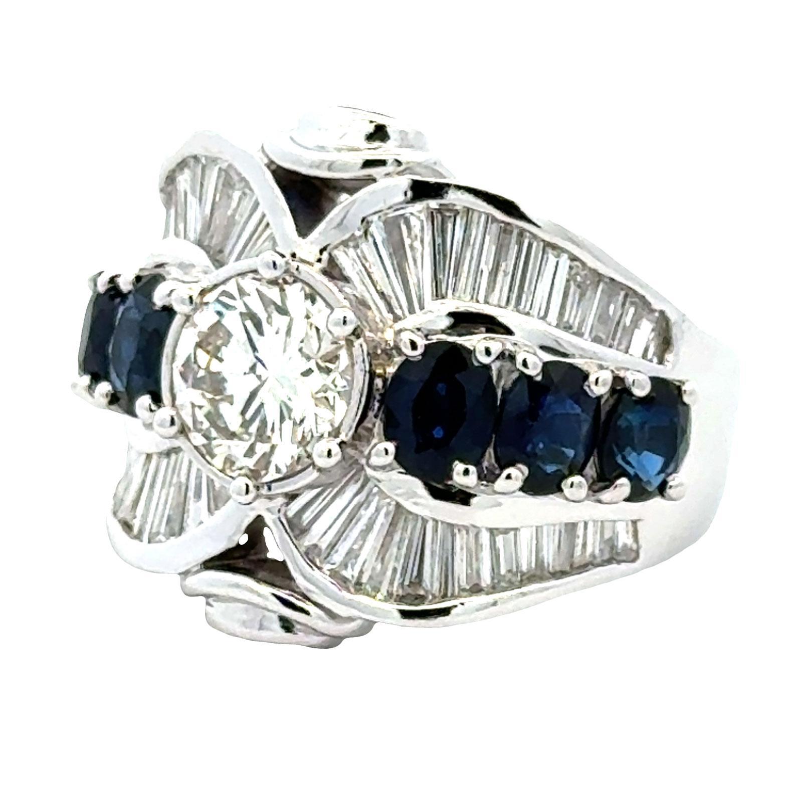 Diamant-Saphir 18 Karat Weißgold Verlobungs-Cocktailring GIA zertifiziert im Zustand „Hervorragend“ im Angebot in Boca Raton, FL