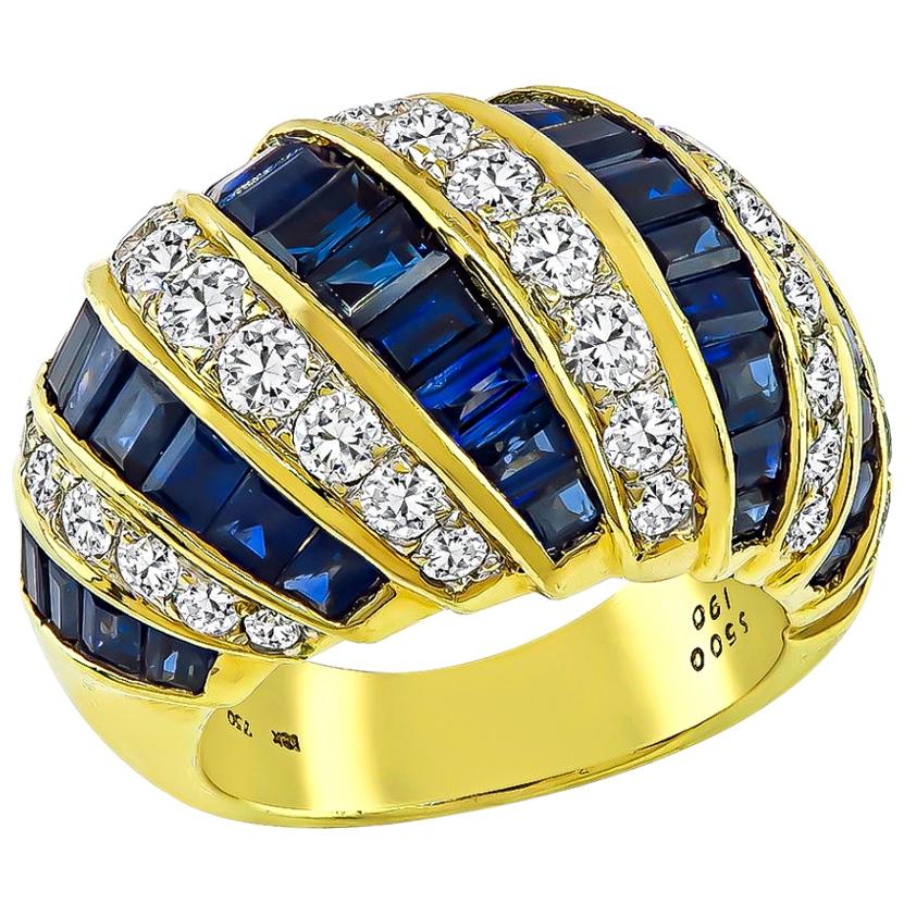 Diamond Sapphire 18 Karat Yellow Gold Ring