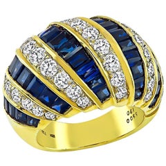 Bague en or jaune 18 carats avec diamants et saphirs