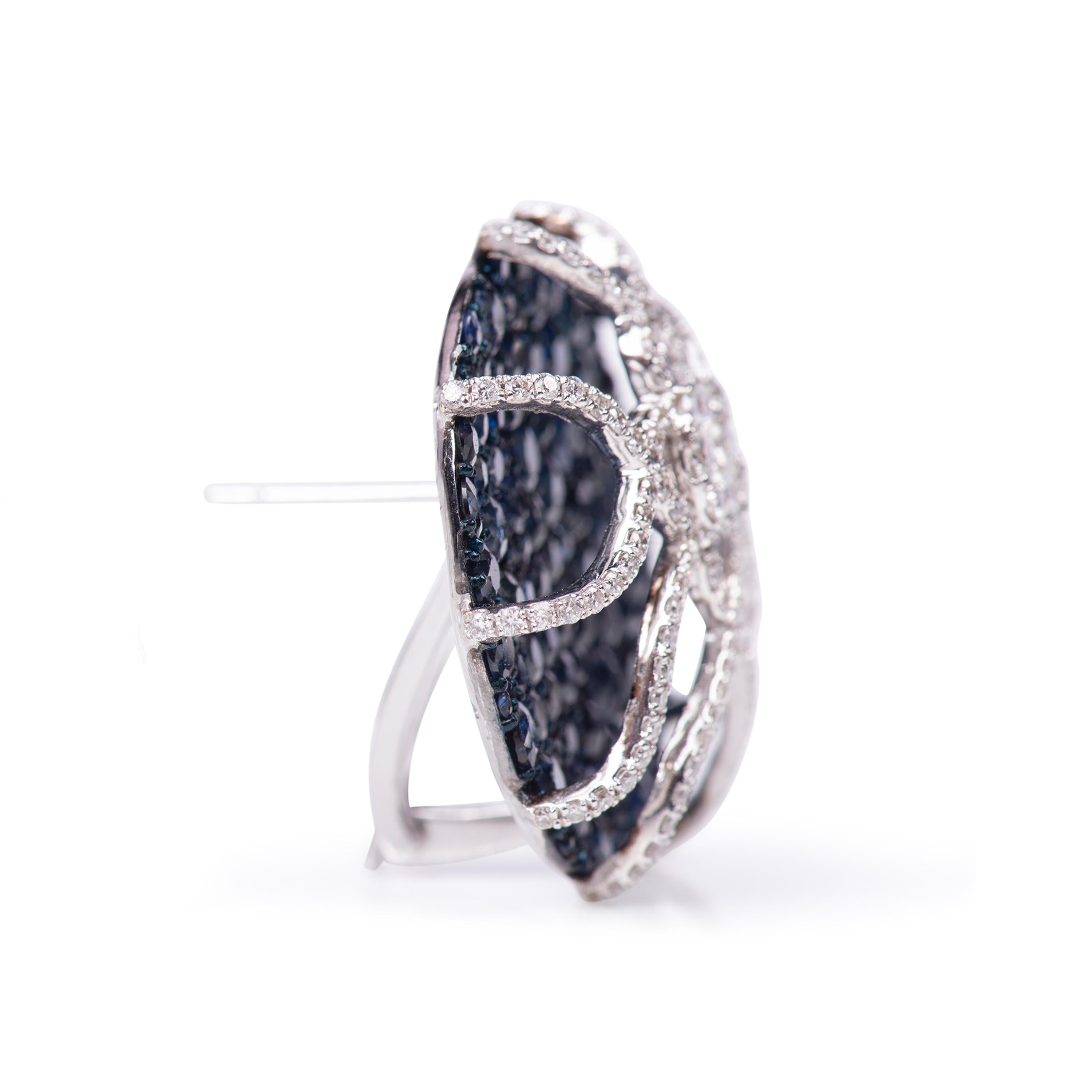 Diamond Sapphire 3 Dimension Ear Clip For Sale 1