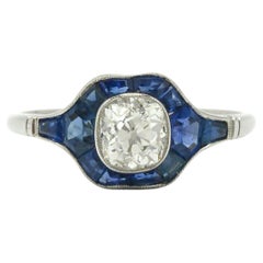 Used Diamond & Sapphire Accent Engagement Ring