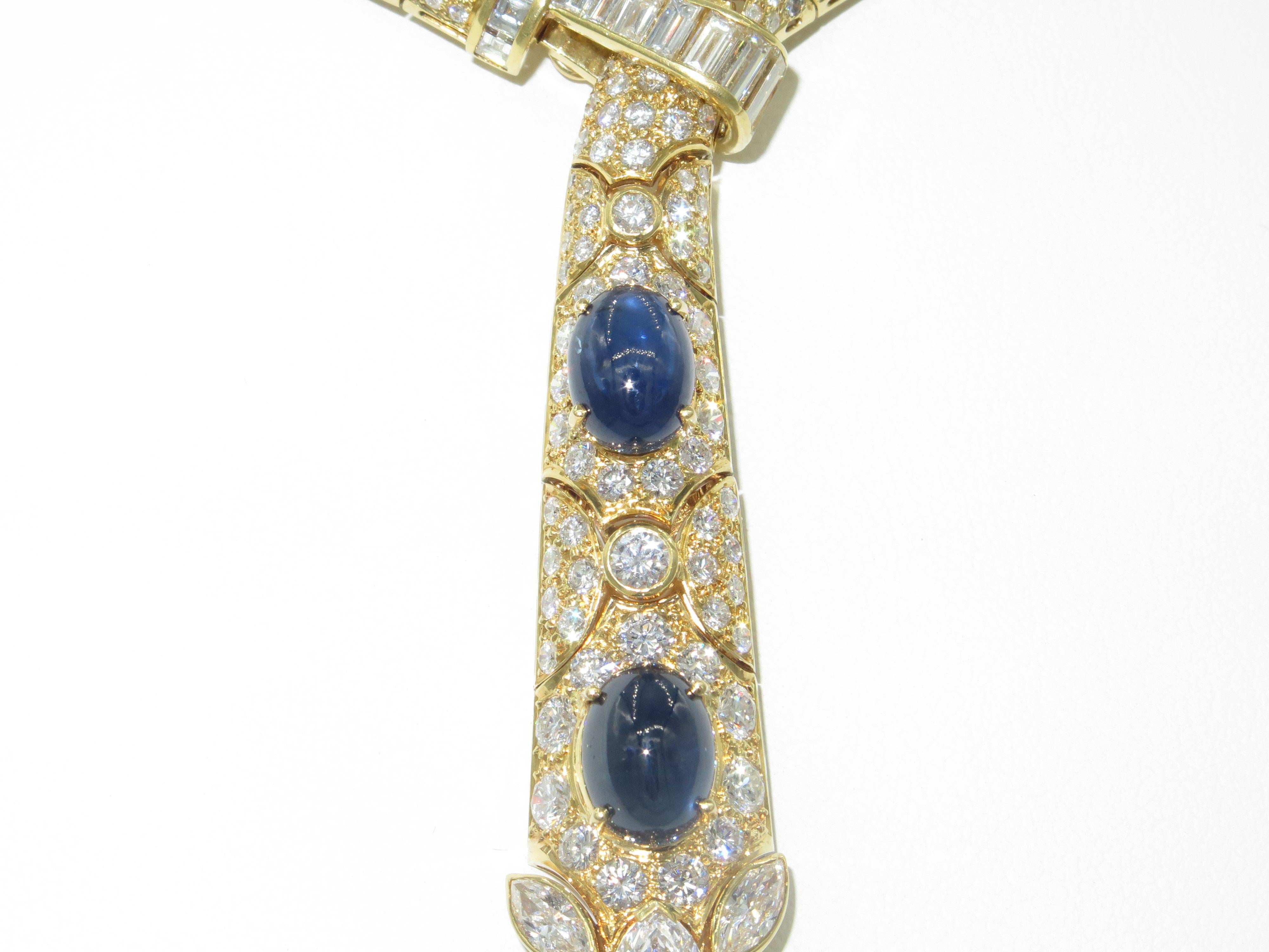 Art Deco Diamond Sapphire Adjustable Necklace For Sale
