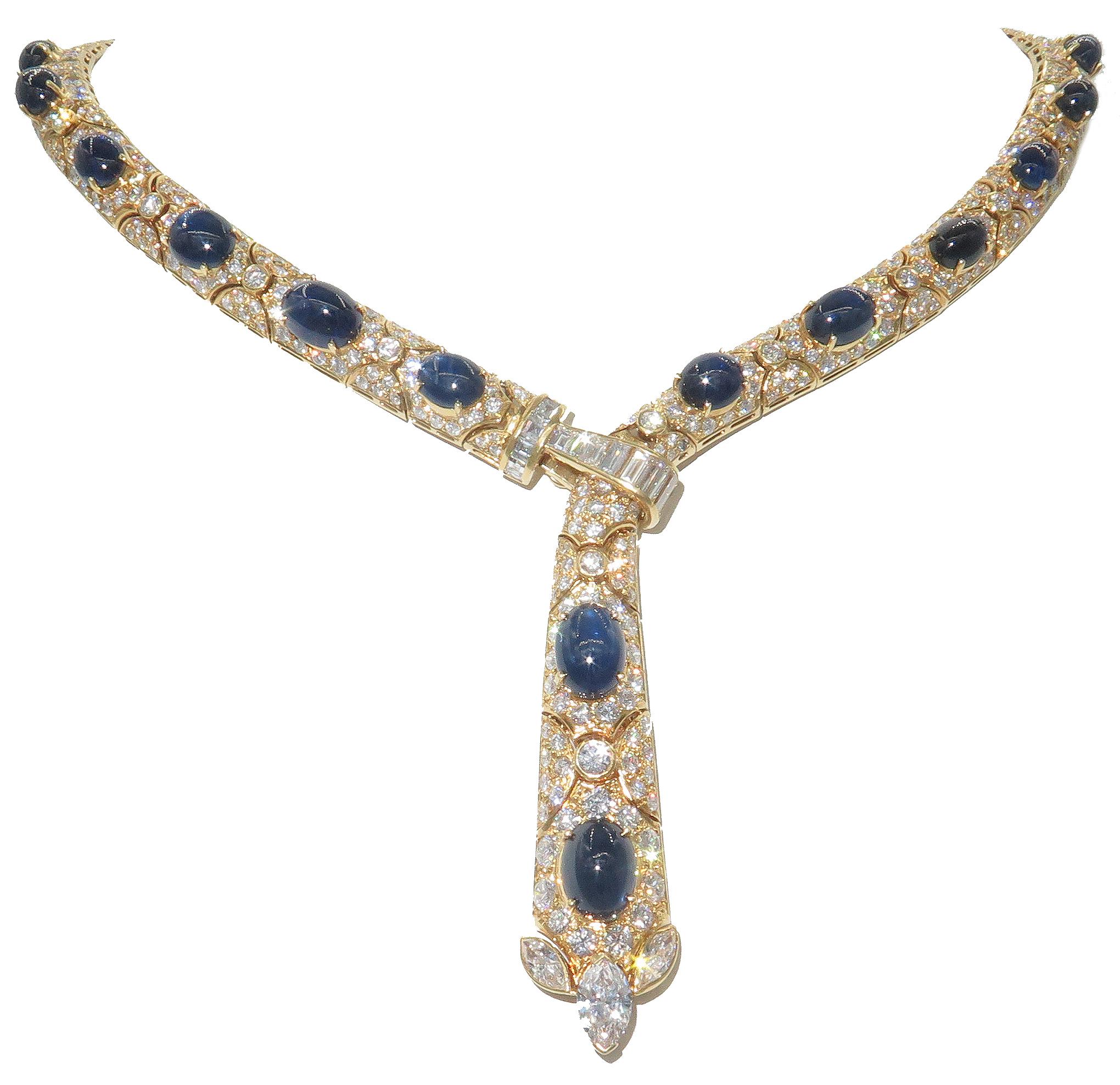 Baguette Cut Diamond Sapphire Adjustable Necklace For Sale