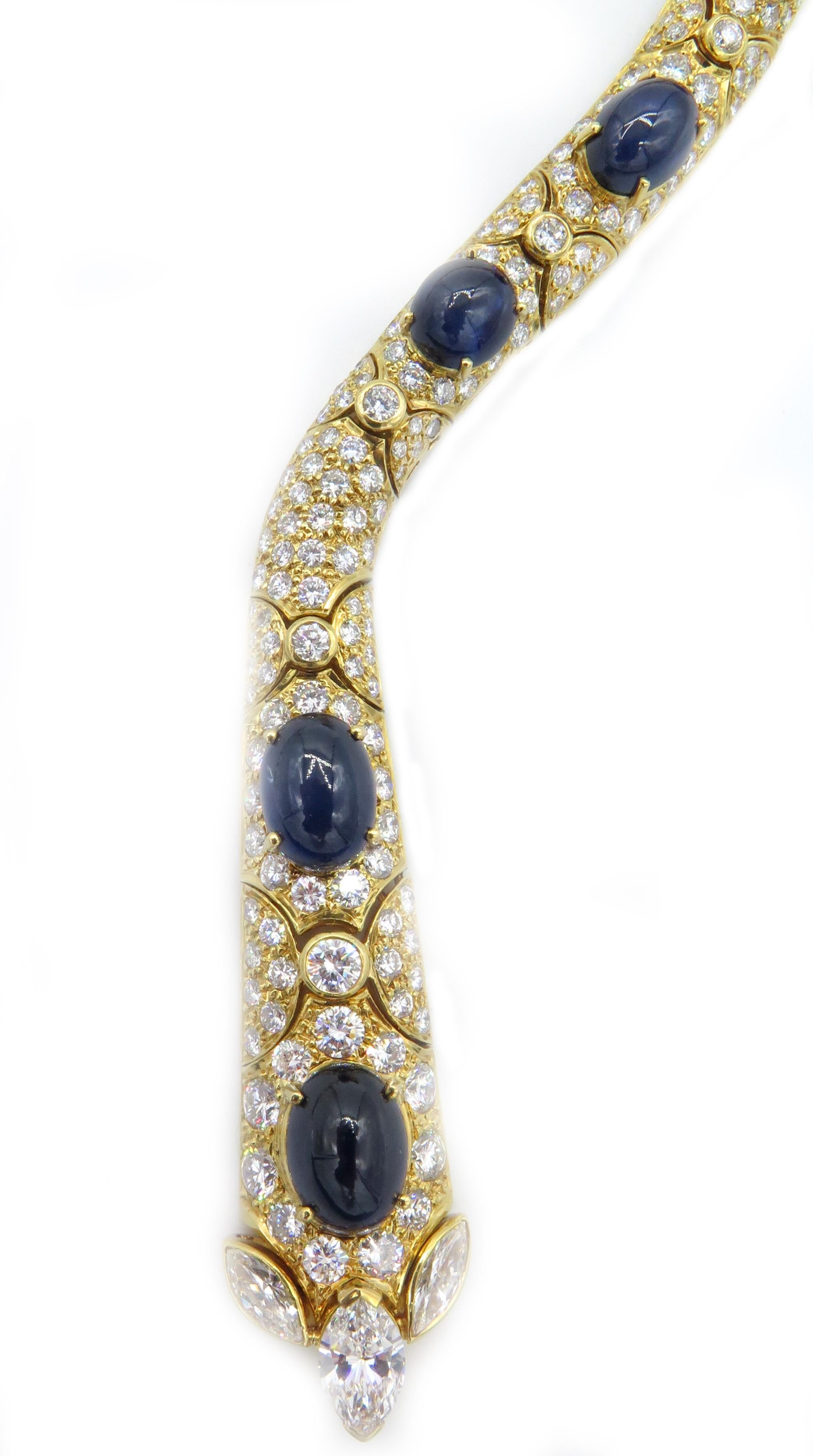 Women's or Men's Diamond Sapphire Adjustable Necklace For Sale