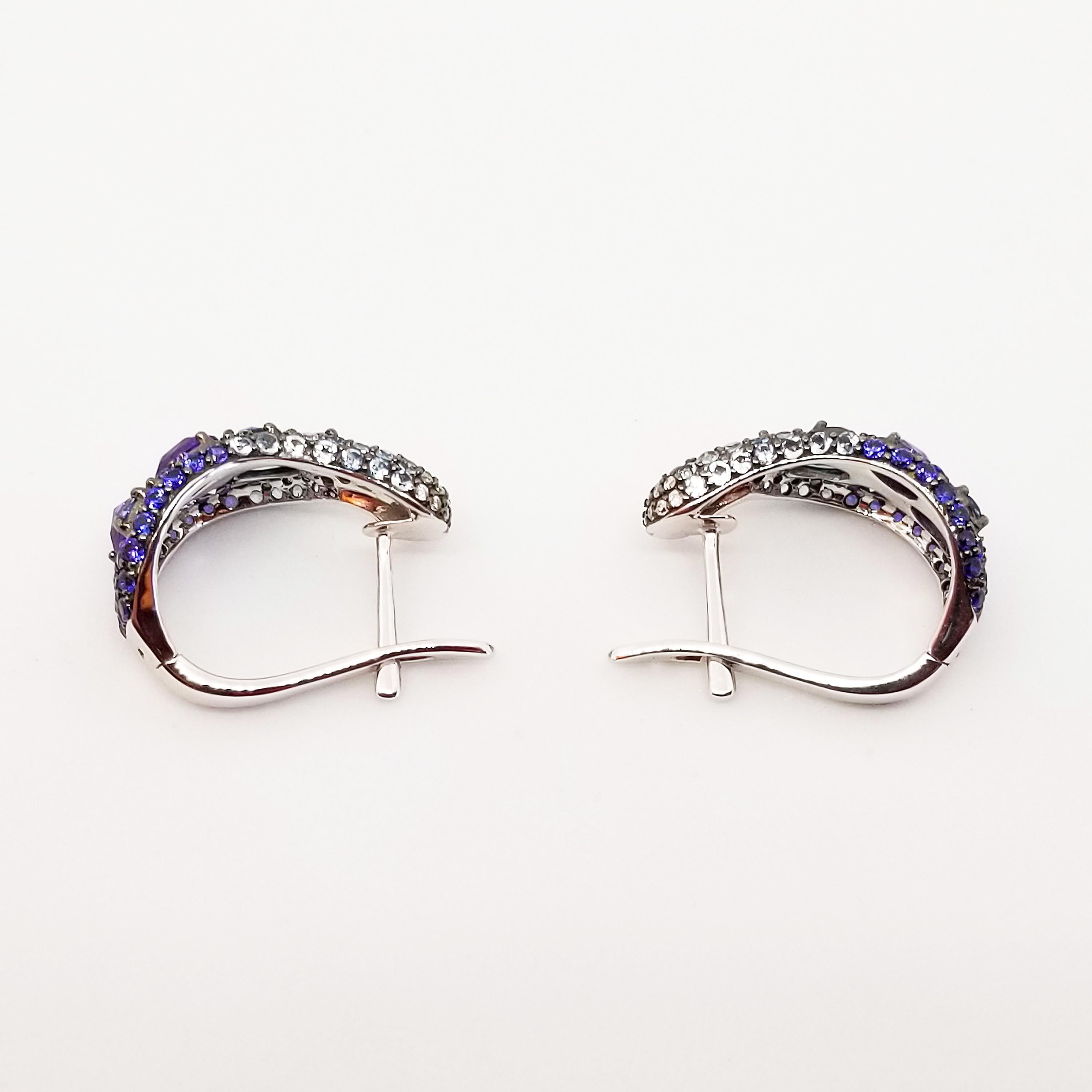 Diamant Saphir Amethyst ASBA Ombre Ohrringe Weißgold Schwarz Rhodium 14K im Zustand „Neu“ im Angebot in Lambertville , NJ