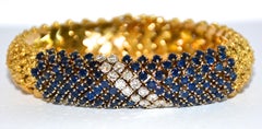 Diamond, Sapphire and 18k Gold 'Cous Cous' Flexible Link Bracelet