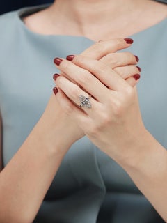 Diamond Sapphire and Diamond Art Deco Style Engagement Ring in 18K White Gold
