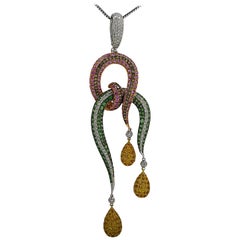 Diamond, Sapphire and Emerald Necklace and Pendant