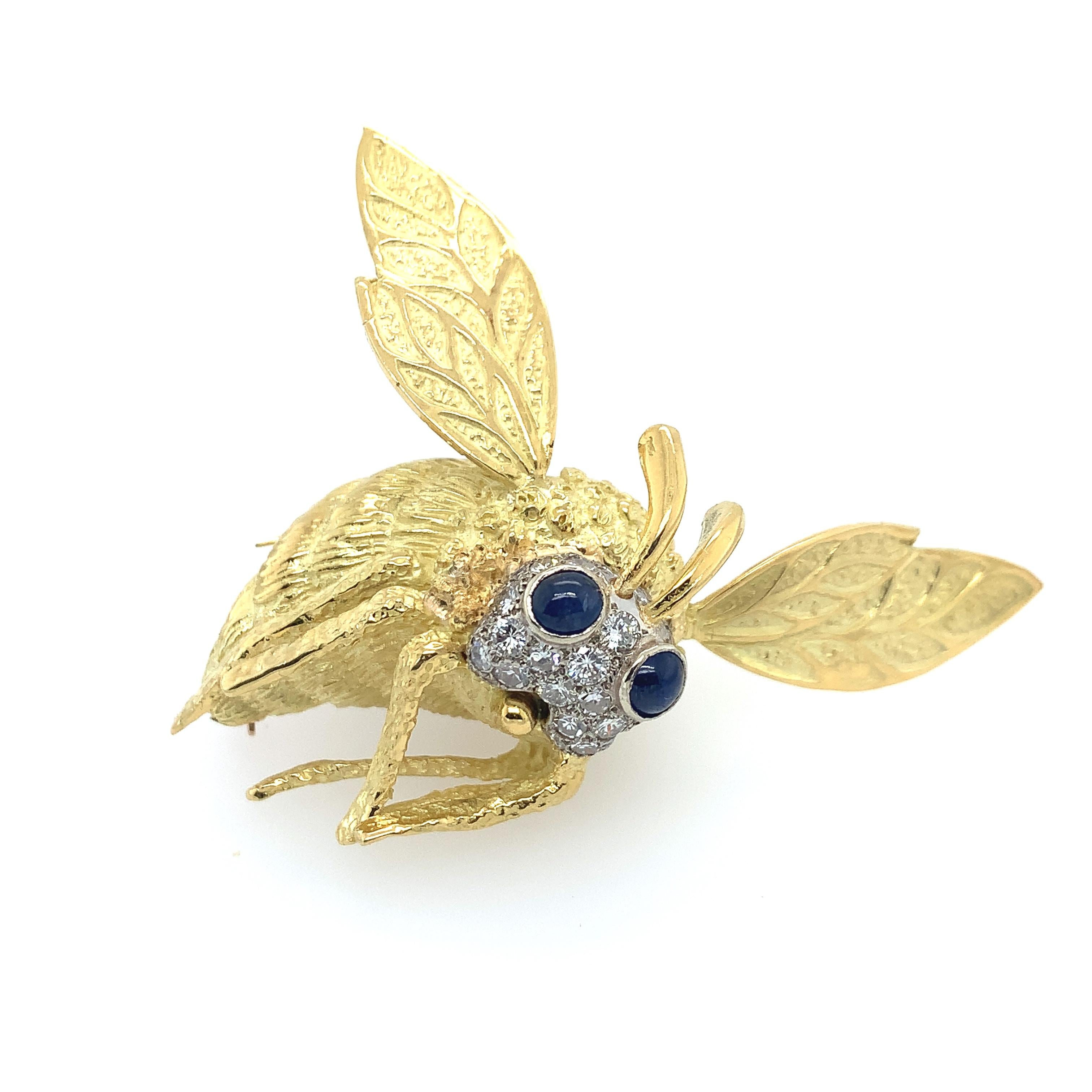 Beautifully designed and perfectly handcrafted 18K green gold with white gold accents Bumble Bee brooch. Set with thirty-two (32)  round single cut diamonds with an approximate total diamond weight of 1.20-1.30 carats. VS1 F Color.  The wings are