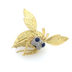 Diamond Sapphire and Gold Bumble Bee Brooch