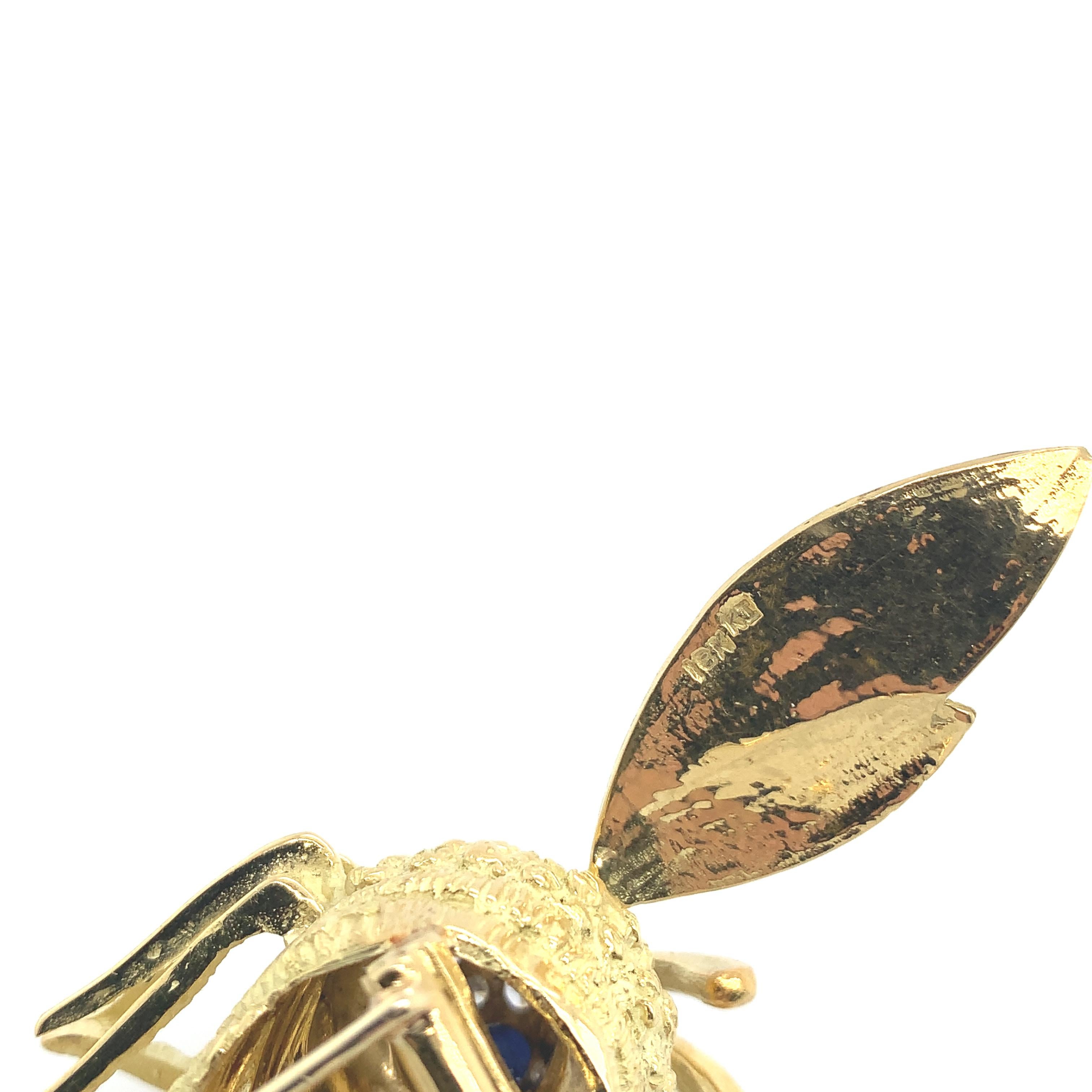 Contemporary Diamond Sapphire and Gold Bumble Bee Brooch