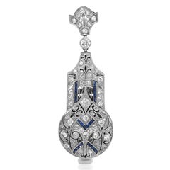 Diamond, Sapphire and Platinum Pendant Watch, Bulova