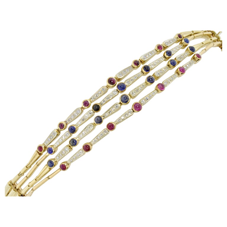 Diamond, Sapphire and Ruby Bracelet, circa 1940 at 1stDibs