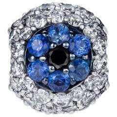 Sybarite Safety Pin All Seeing Eye Charm & Necklace in Yellow Gold & Sapphires