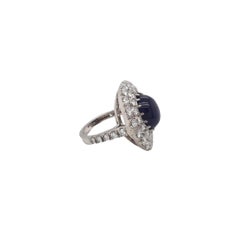 Diamond and Cabouchon Sapphire Antique Style Ring