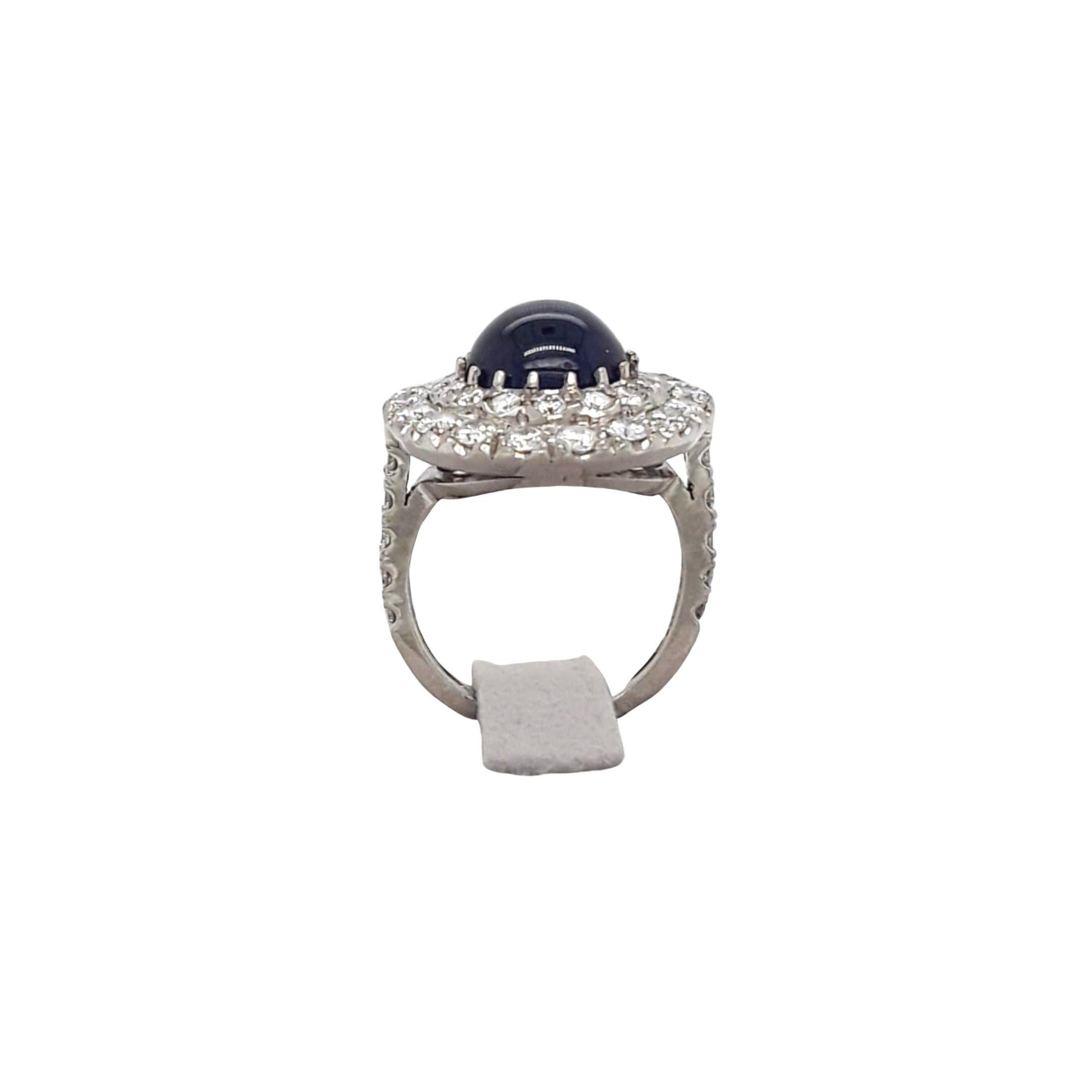 Art Deco Diamond and Cabouchon Sapphire Antique Style Ring