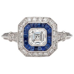 Diamond Sapphire Art Deco Style Ring