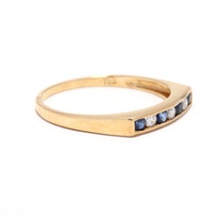 Diamond Sapphire Band, 18K Yellow Gold, Stackable Diamond Band, Something Blue