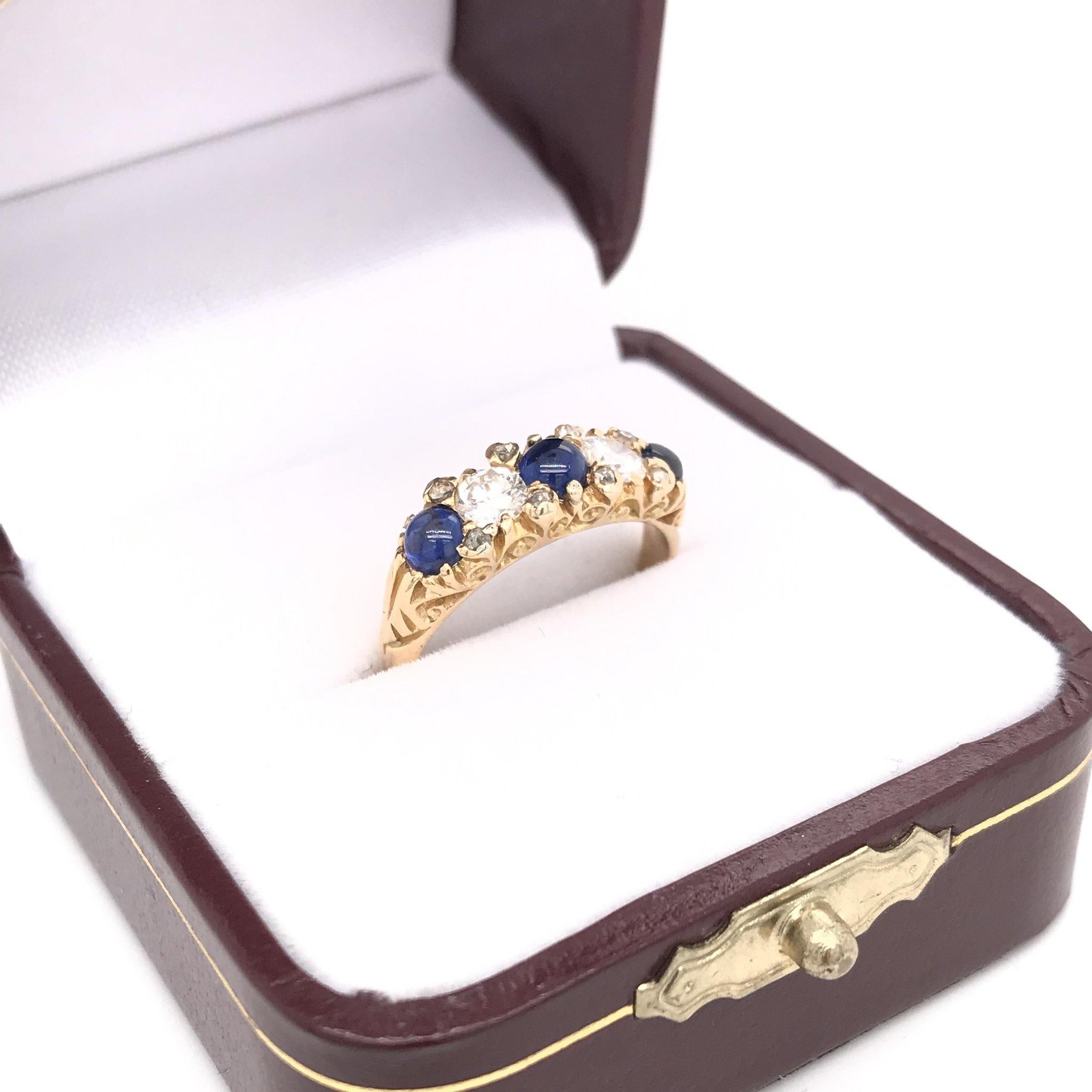 Antique Diamond and Cabochon  Sapphire Band In Good Condition In Montgomery, AL