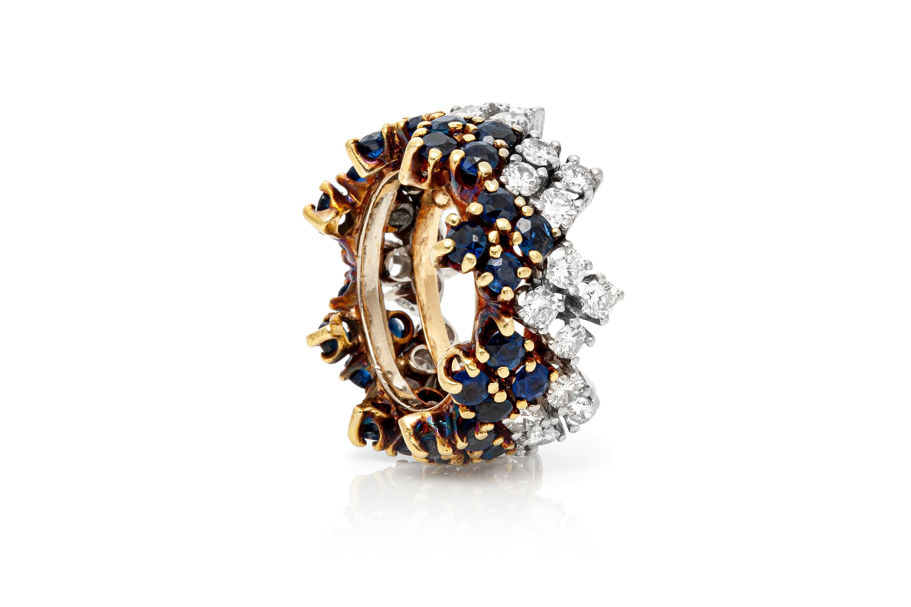 Women's Diamond Sapphire Band Ring For Sale