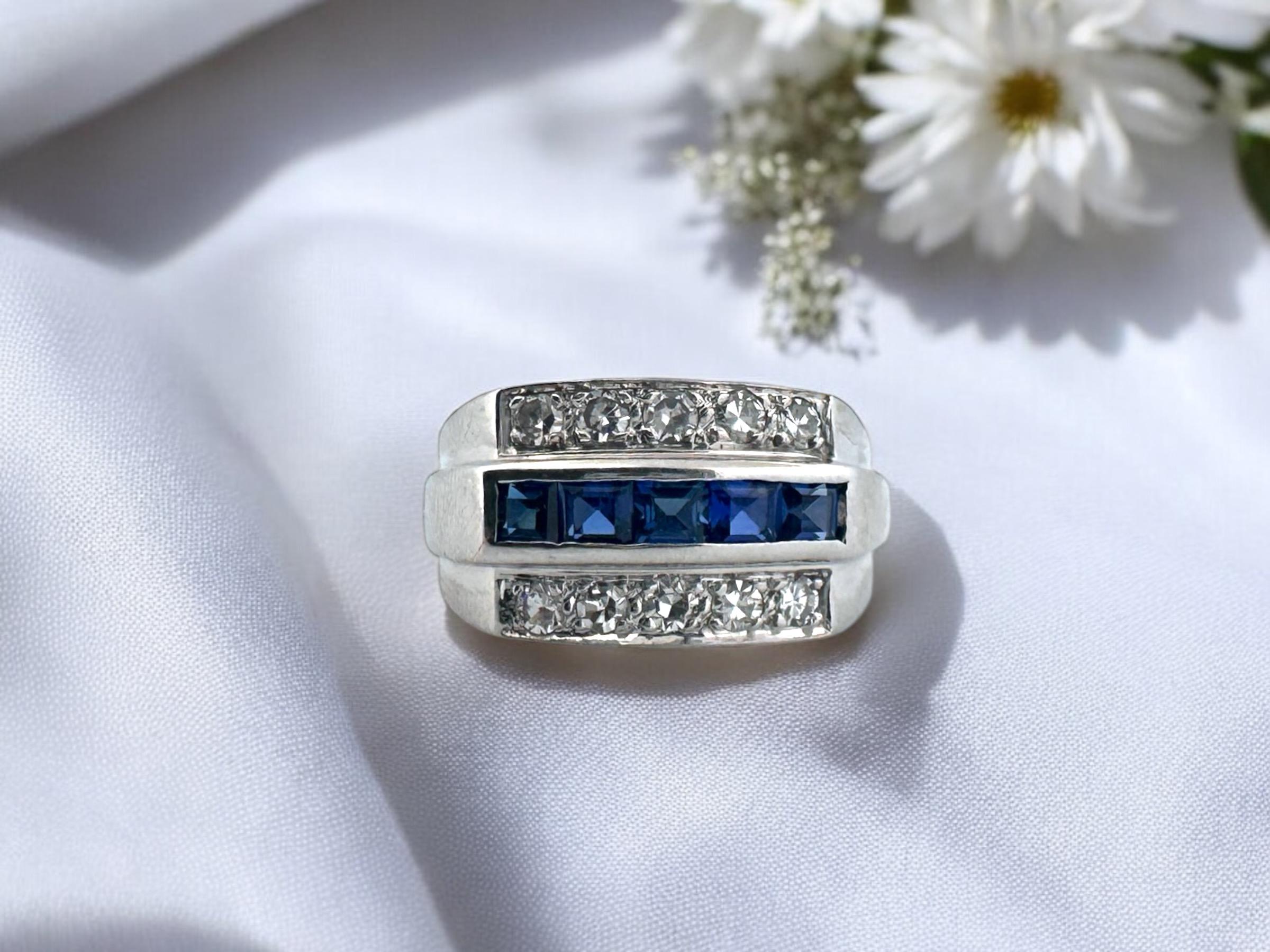 We love simplistic almost masculine design of this lovely ladies’ ring.
She is absolutely perfect to wear on your right hand.

Ring Details
Material: 14K White Gold
Era: Retro 1940 - 1960
Head Width: 10.2mm
Head Height: 3.5mm
Weight: 6.2mm
Finger