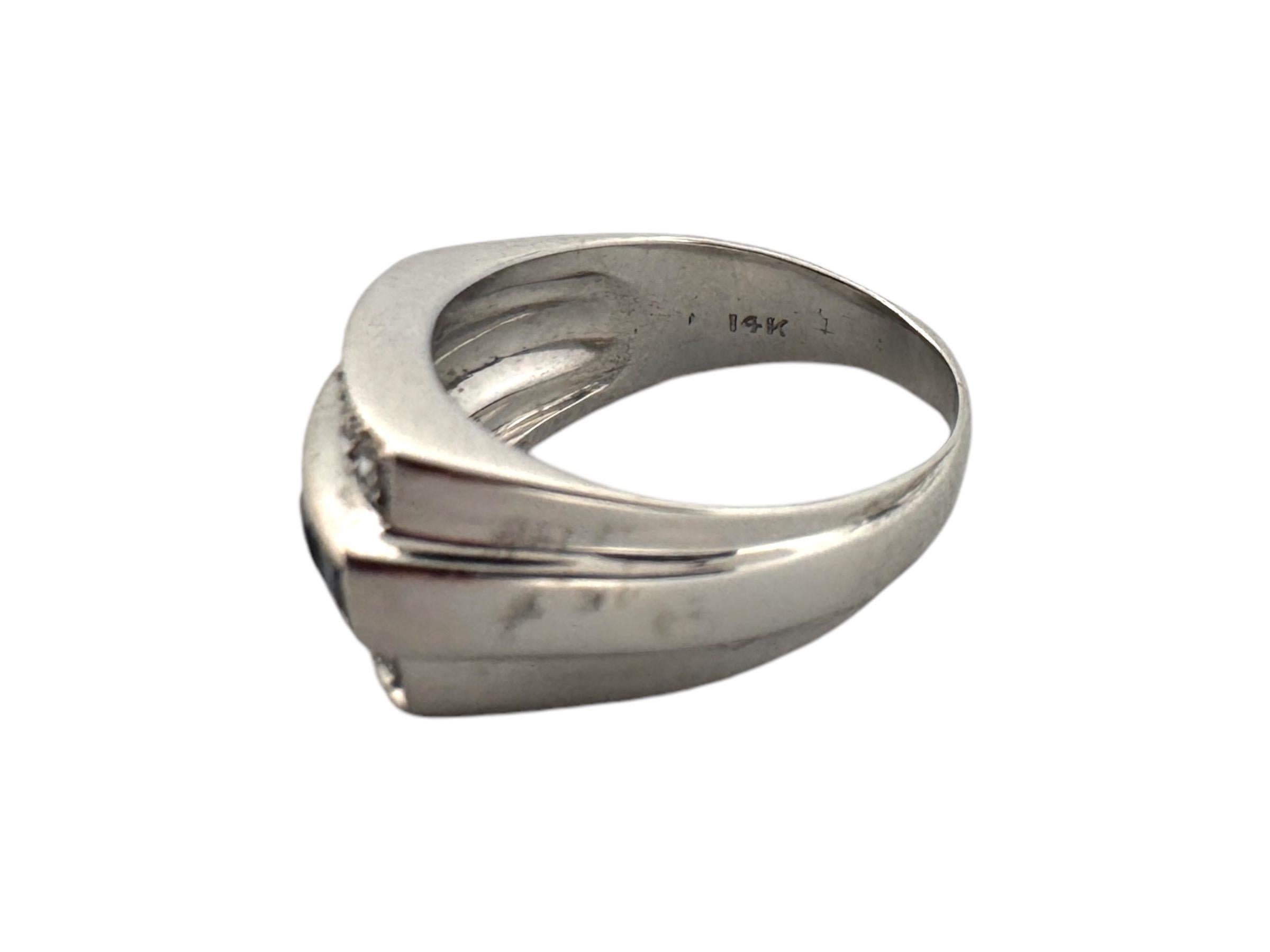 Diamond & Sapphire Band Style Ring 14K White Gold In Good Condition For Sale In Montgomery, AL