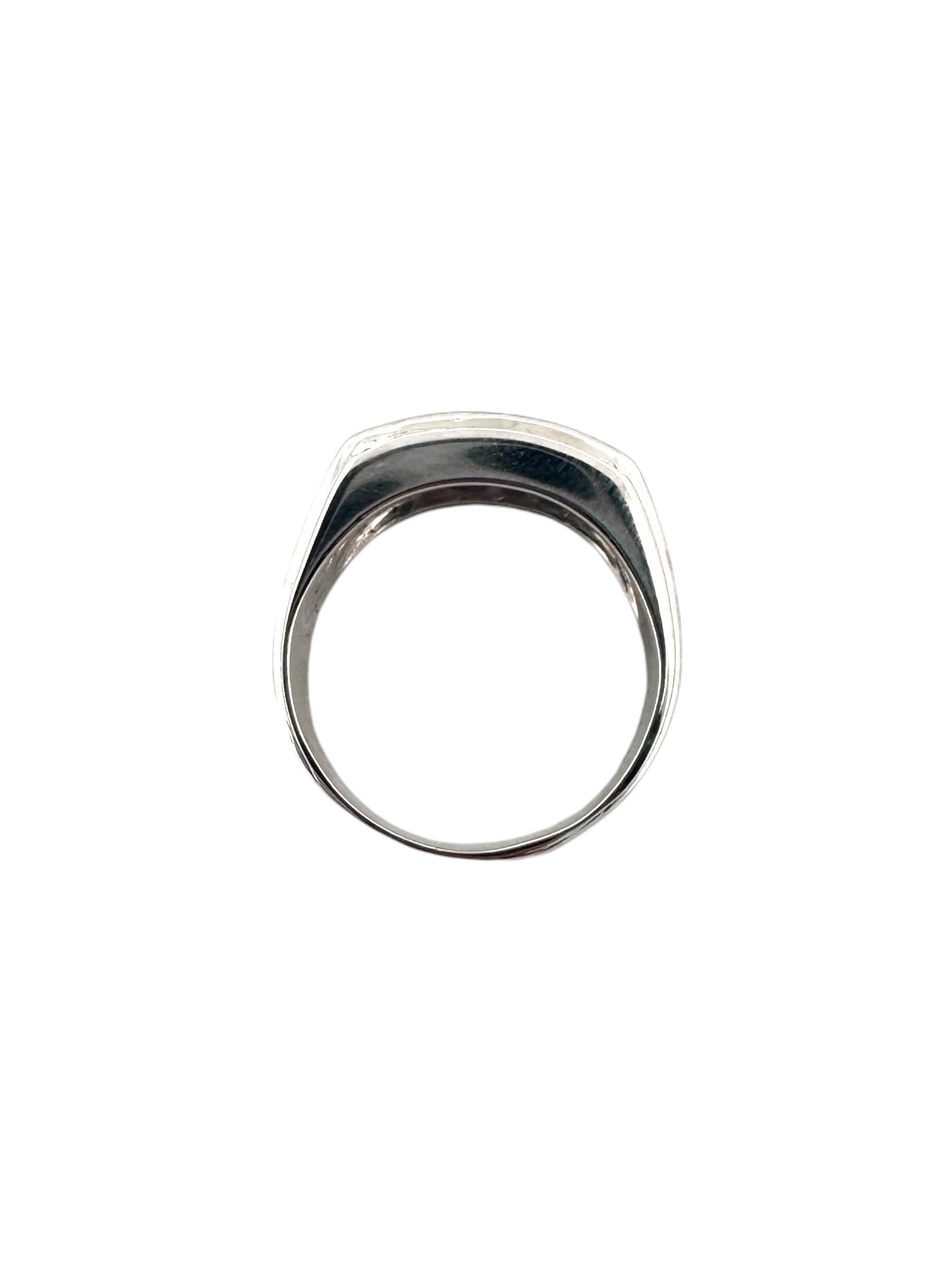 Women's Diamond & Sapphire Band Style Ring 14K White Gold For Sale