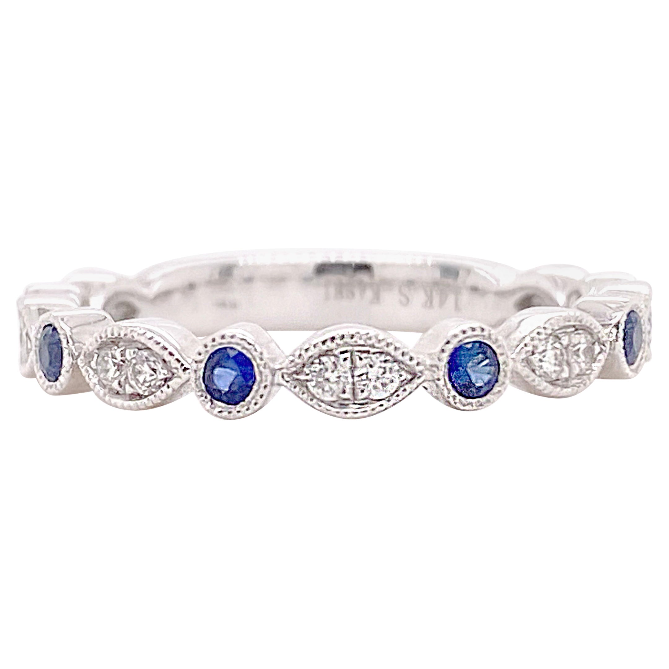 Diamant-Saphir-Ring, Weißgold-Hochzeitsring, stapelbarer Jahrestag-Ehering