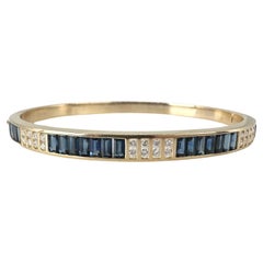Diamond Sapphire bangle 18KT yellow gold bracelet