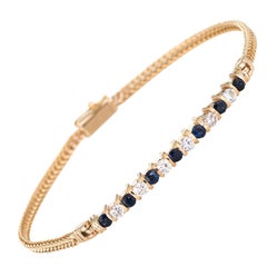 Diamond Sapphire Bar Bracelet Vintage 14 Karat Gold Estate Layering Jewelry Line Diamond Sapphire Bar Bracelet Vintage 14 Karat Gold Estate Layering Jewelry Line
