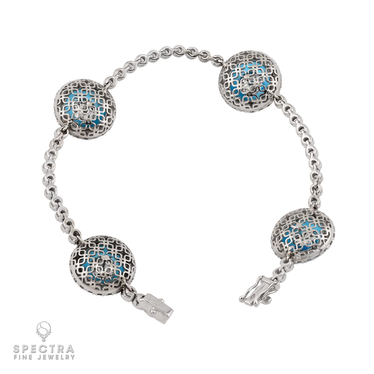 Contemporary Diamond Sapphire Blue Crystal 'Against Evil Eye' Bracelet For Sale