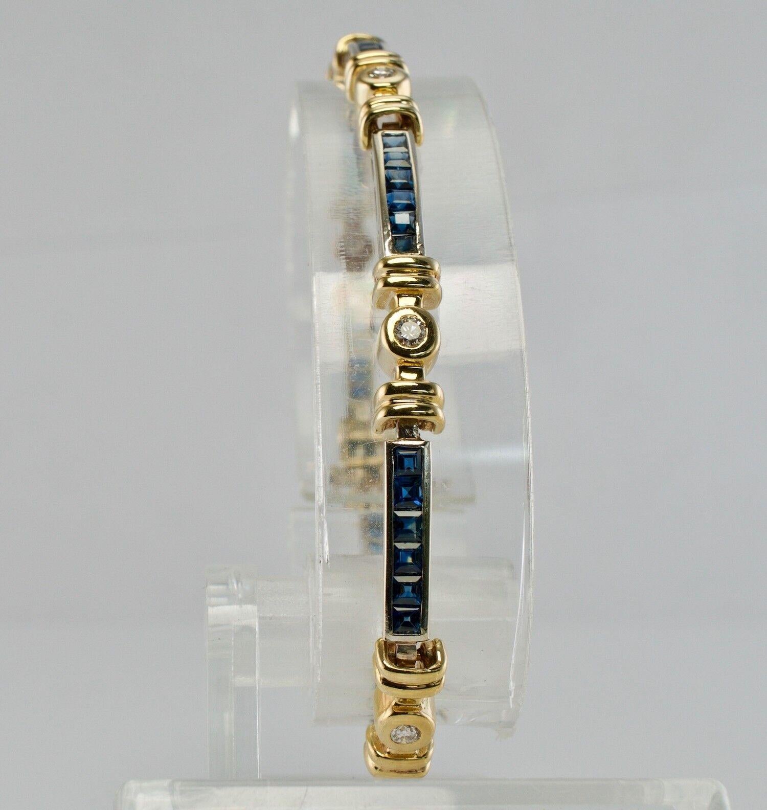 Bracelet vintage en or 14 carats avec diamants et saphirs en vente 2