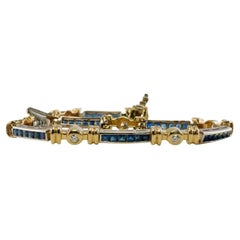 Bracelet vintage en or 14 carats avec diamants et saphirs