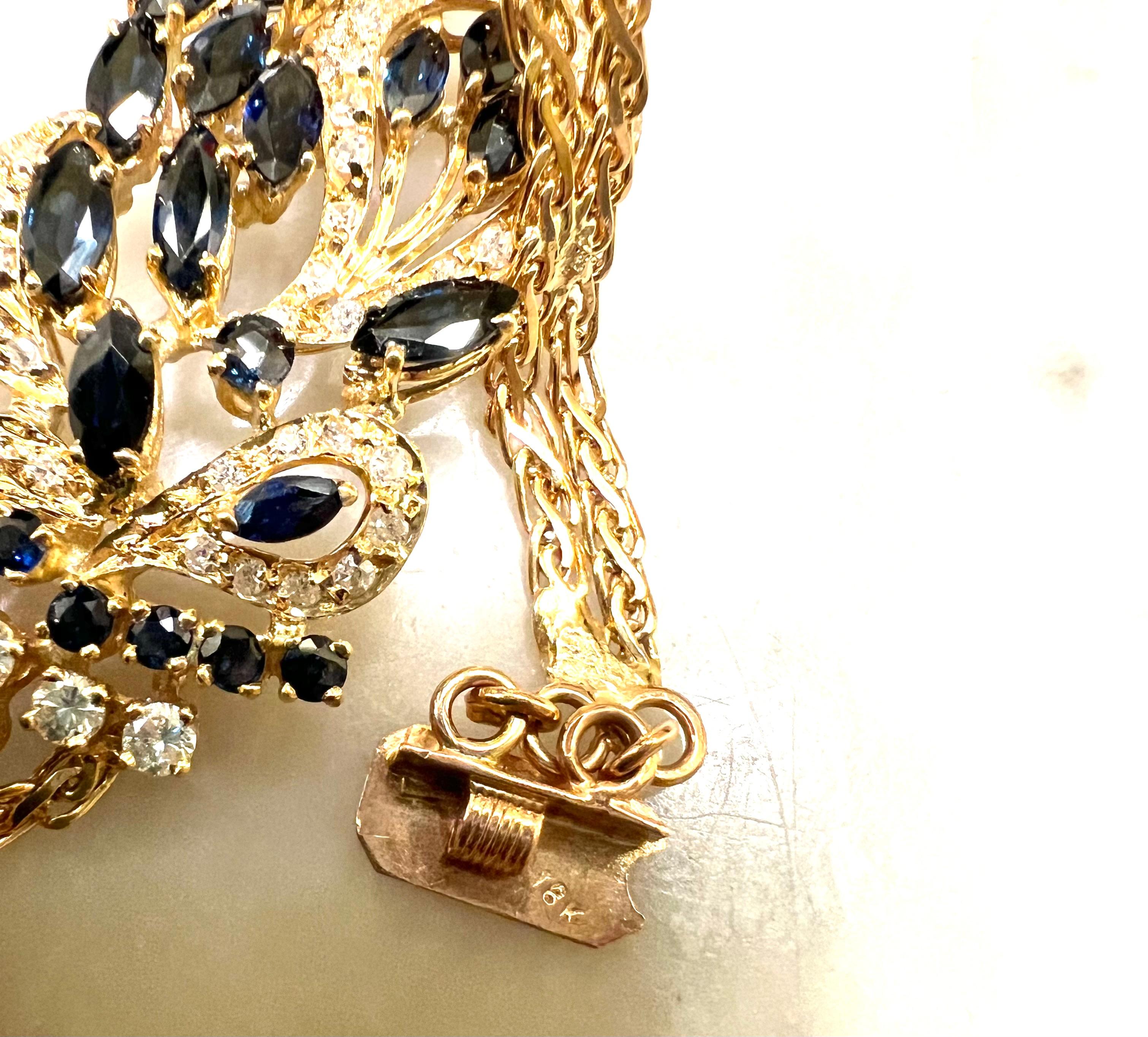 Bracciale con diamanti e zaffiri in oro giallo e rosa 18 carati in vendita 6