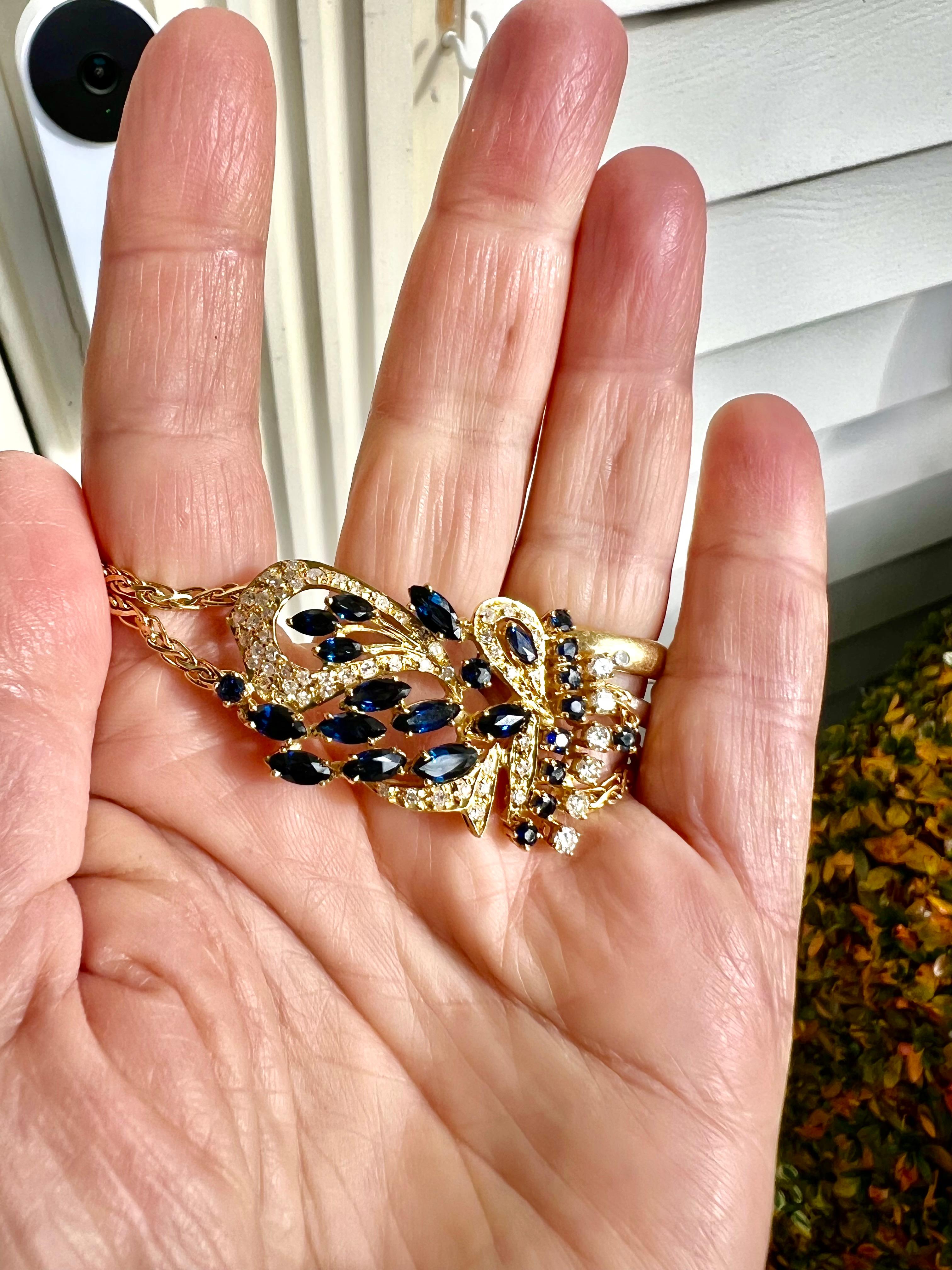 Bracciale con diamanti e zaffiri in oro giallo e rosa 18 carati in vendita 9