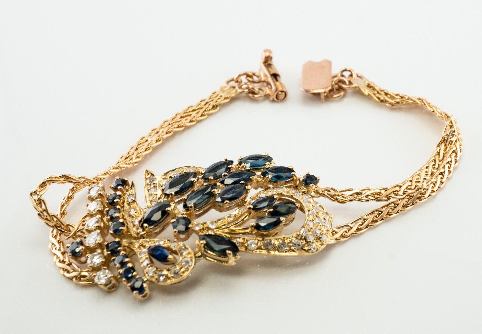 Women's Diamond Sapphire Bracelet 18K Yellow & Rose Gold For Sale