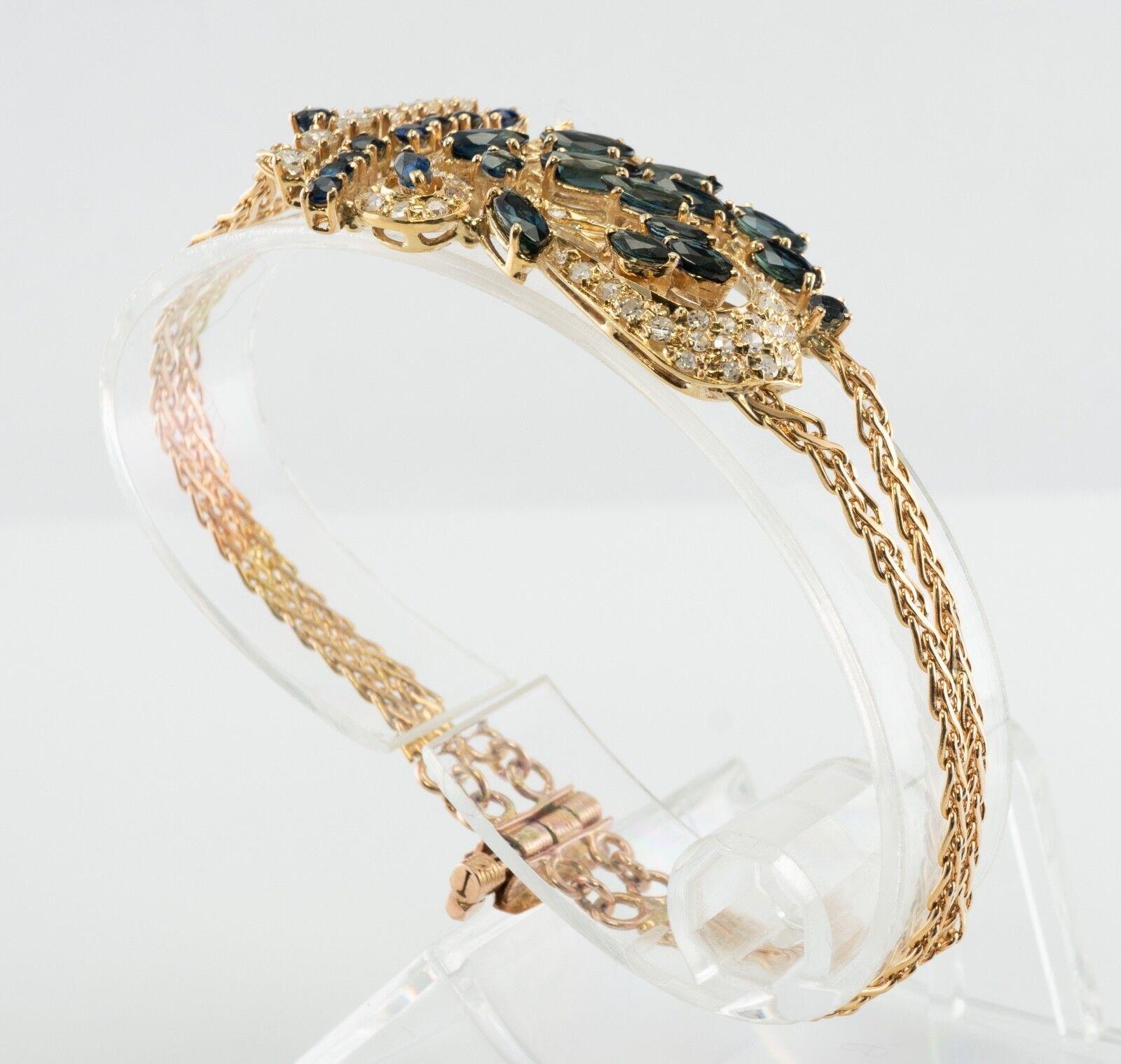 Diamond Sapphire Bracelet 18K Yellow & Rose Gold For Sale 4