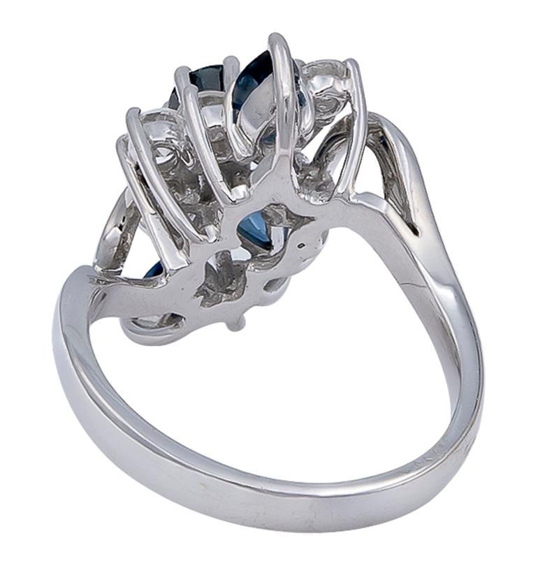 diamond sapphire cluster ring