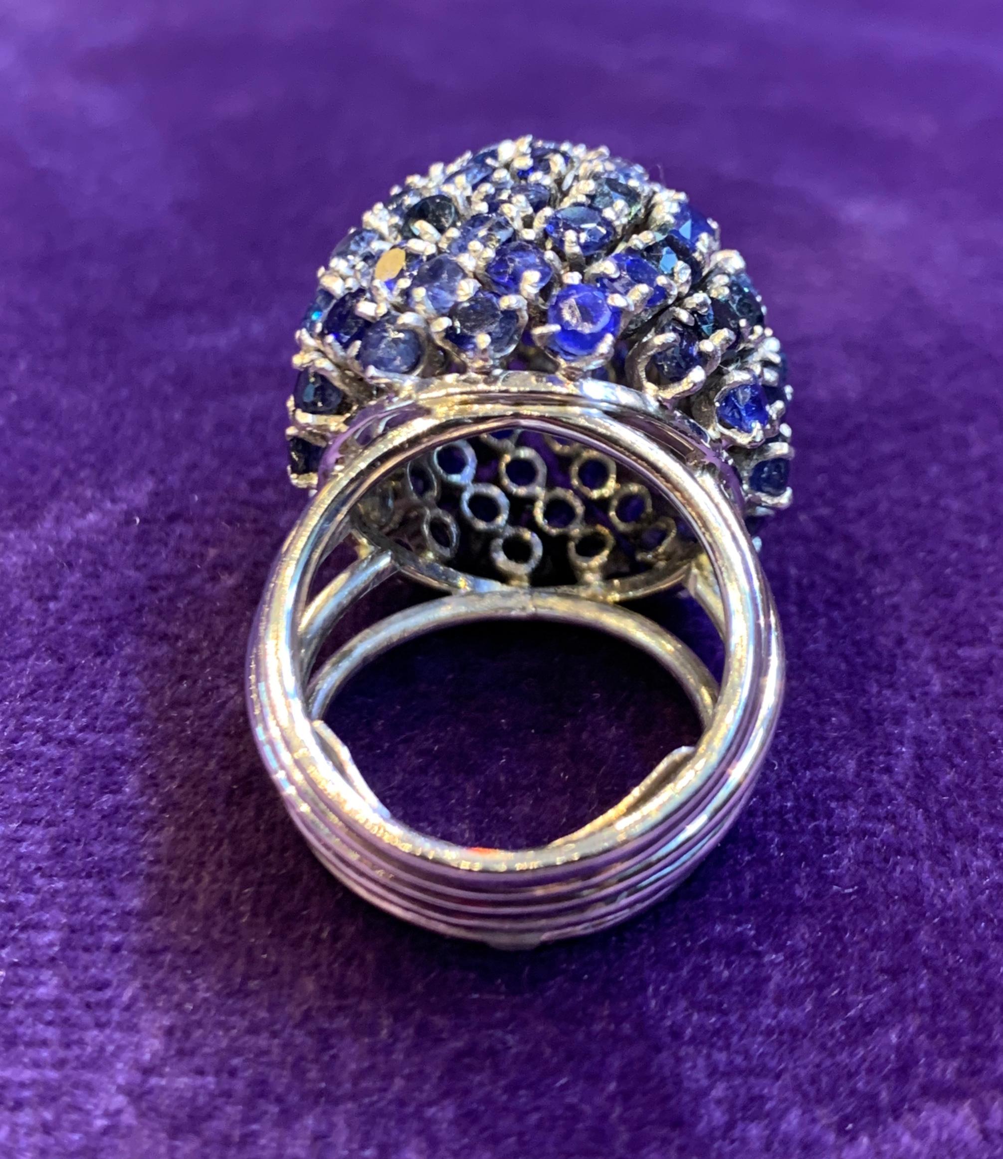 Women's Diamond & Sapphire Cocktail Ring For Sale
